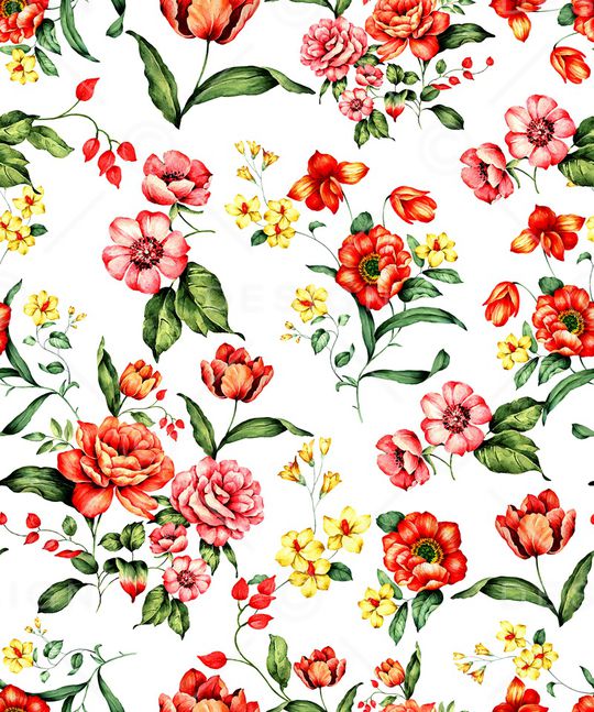 手绘花卉印花华亿平台图片