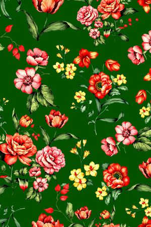 手绘花卉印花华亿平台图片