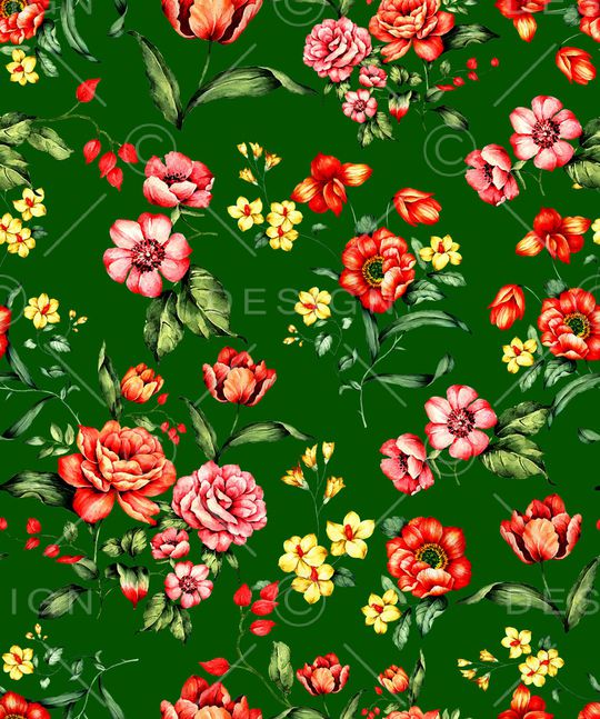 手绘花卉印花华亿平台图片