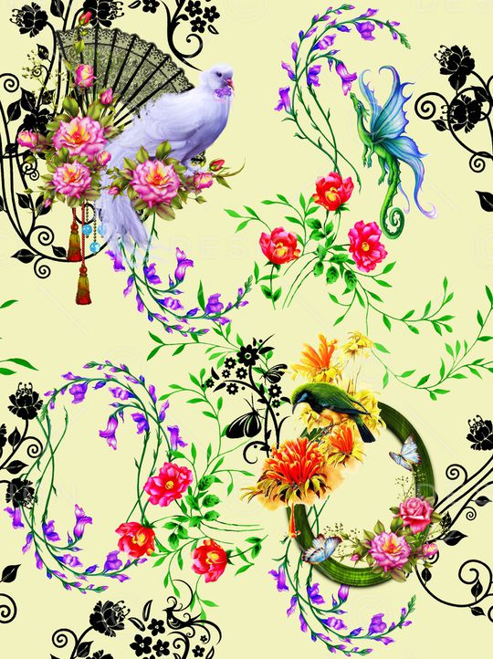 动物花卉印花华亿平台图片