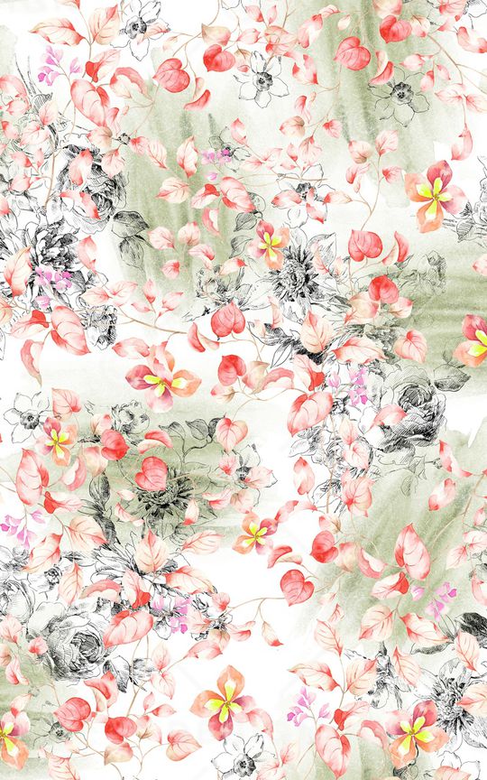 线条花卉印花华亿平台图片