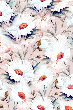 水彩花卉印花华亿平台图片