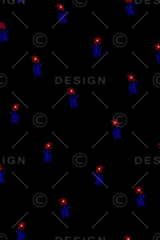 黑底花卉印花华亿平台图片