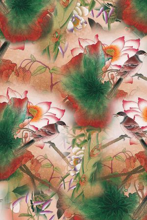 手绘花卉印花华亿平台图片