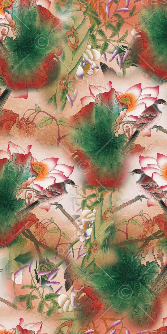 手绘花卉印花华亿平台图片