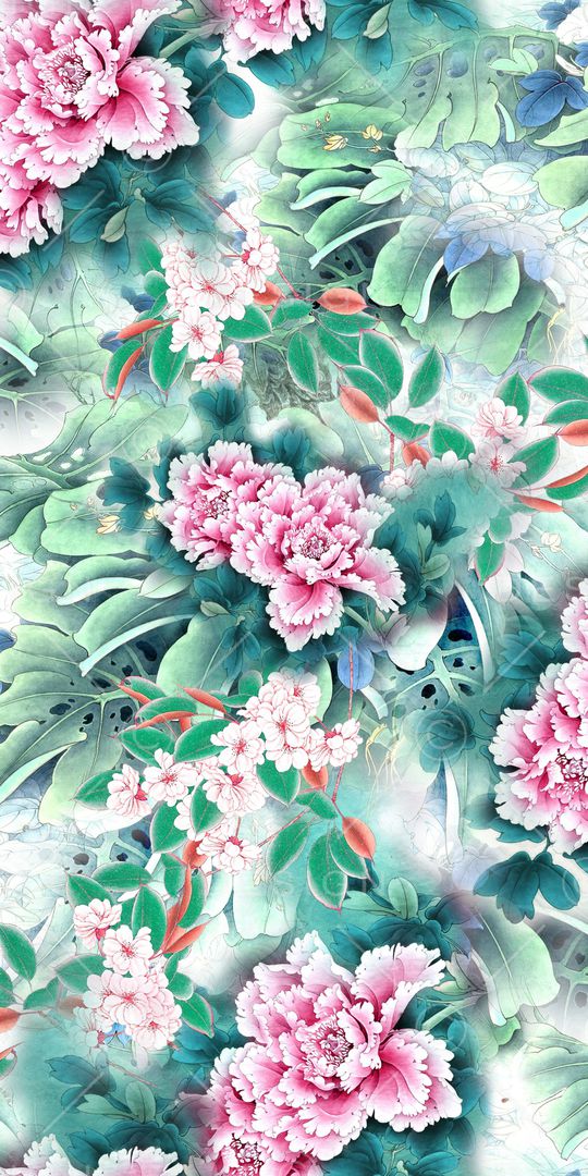 手绘花卉印花华亿平台图片