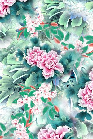 手绘花卉印花华亿平台图片