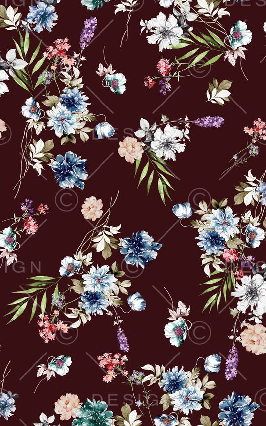 水彩花卉印花华亿平台图片