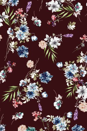 水彩花卉印花华亿平台图片