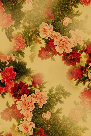 手绘花卉印花华亿平台图片