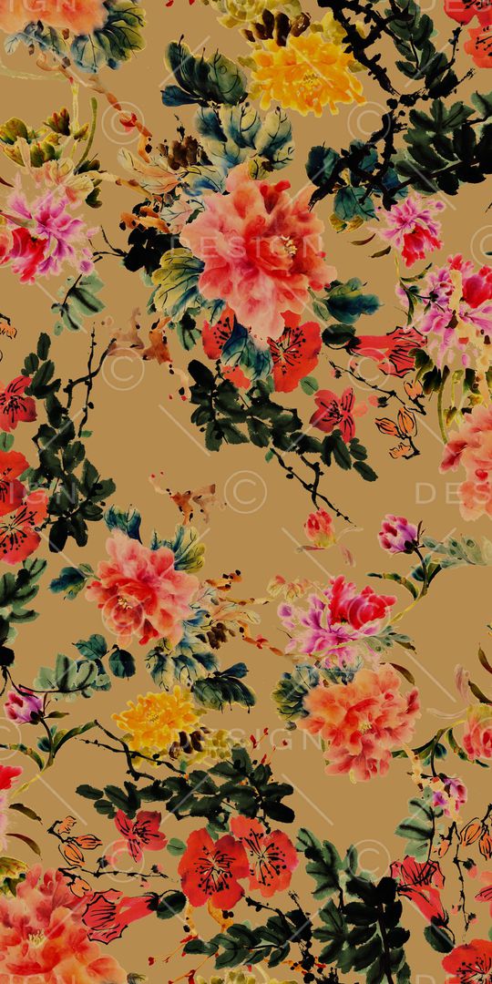 手绘花卉印花华亿平台图片