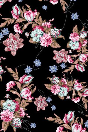 手绘花卉印花华亿平台图片