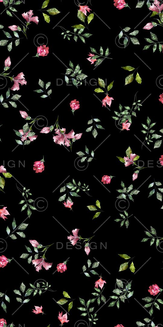 黑底花卉印花华亿平台图片