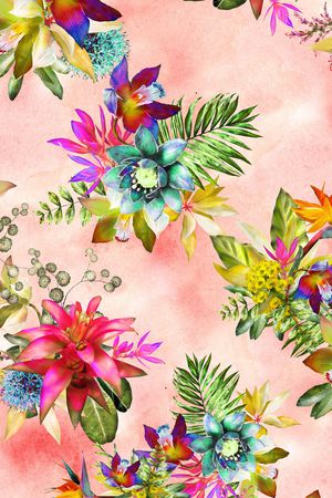 手绘花卉印花华亿平台图片