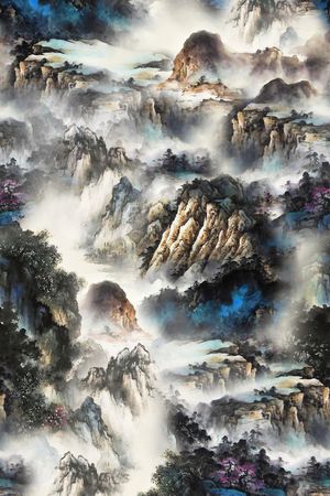 风景景观印花华亿平台图片