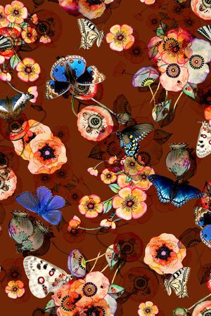 水彩花卉印花华亿平台图片