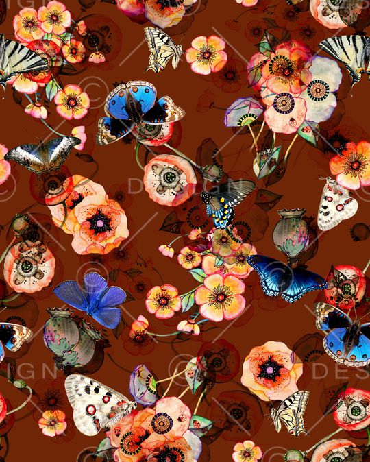 水彩花卉印花华亿平台图片