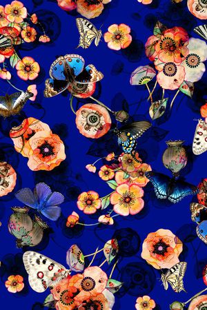 水彩花卉印花华亿平台图片