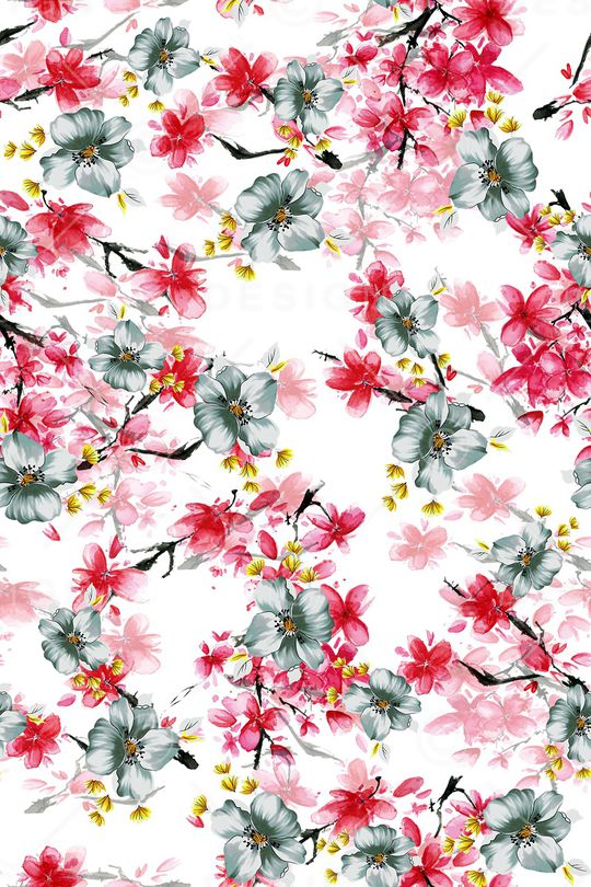 水彩花卉印花华亿平台图片