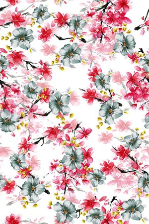 水彩花卉印花华亿平台图片