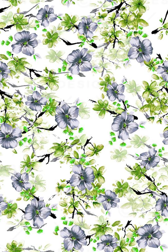 水彩花卉印花华亿平台图片