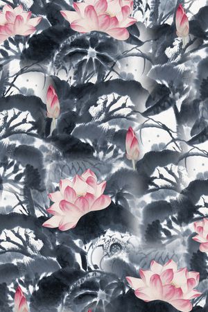 手绘花卉印花华亿平台图片