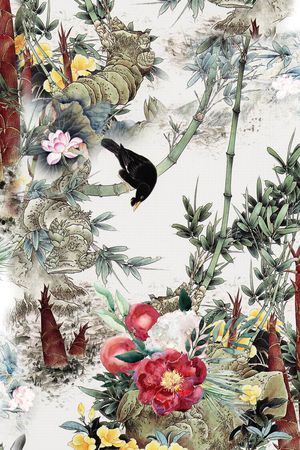 花鸟印花华亿平台图片