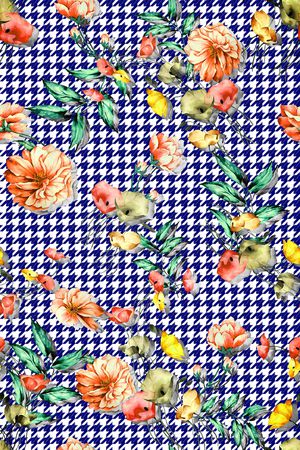 手绘花卉印花华亿平台图片