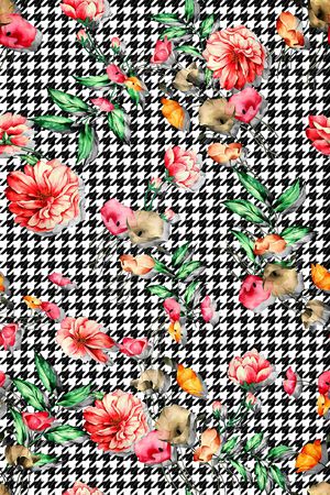 手绘花卉印花华亿平台图片