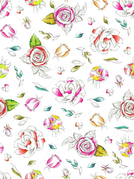 水彩花卉印花华亿平台图片