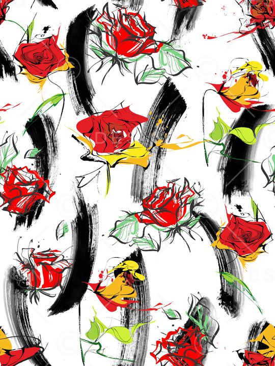 抽象花卉印花华亿平台图片