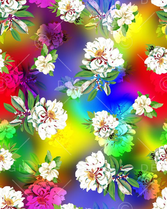 手绘花卉印花华亿平台图片