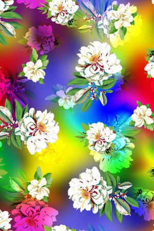 手绘花卉印花华亿平台图片