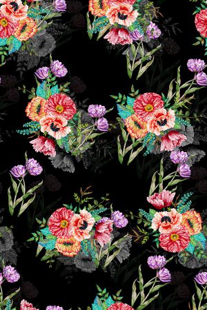 水彩花卉印花华亿平台图片