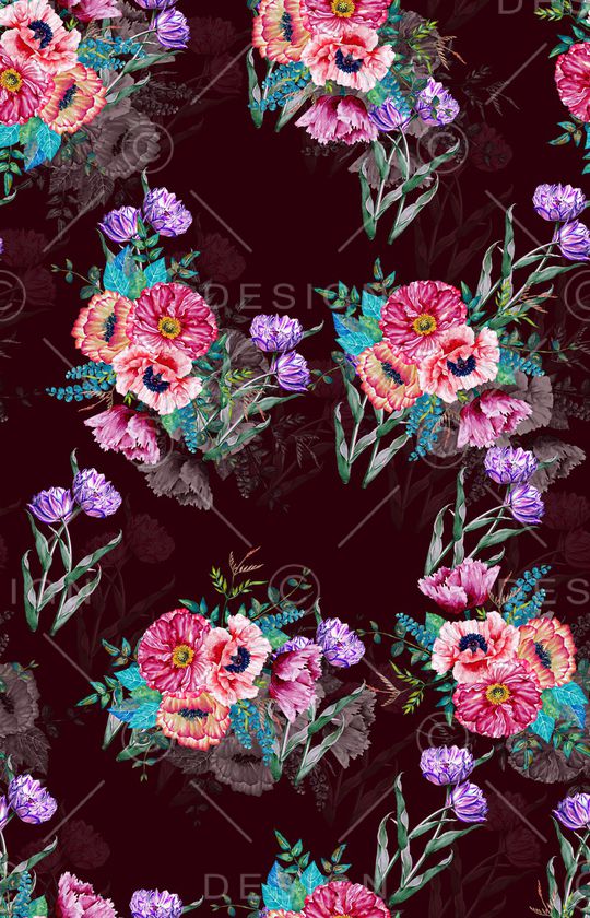 水彩花卉印花华亿平台图片