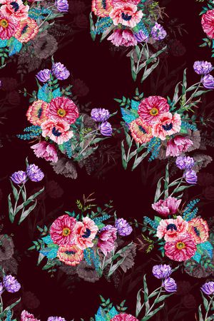 水彩花卉印花华亿平台图片