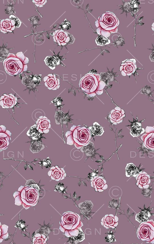 手绘玫瑰印花华亿平台图片