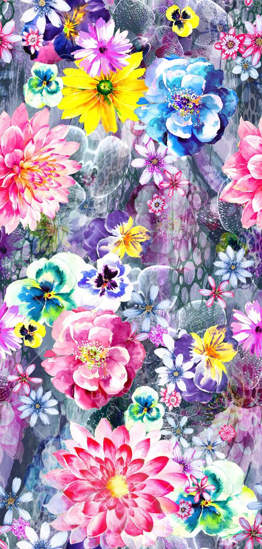 手绘花卉印花华亿平台图片