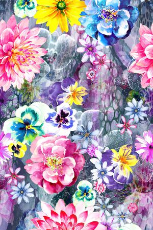 手绘花卉印花华亿平台图片