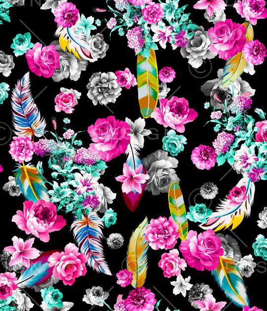 手绘花卉印花华亿平台图片