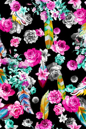 手绘花卉印花华亿平台图片