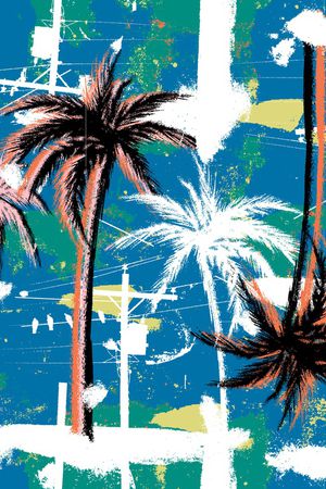 椰子树印花华亿平台图片