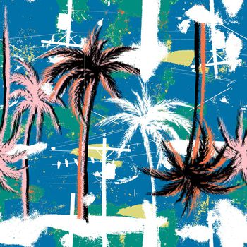 椰子树印花华亿平台图片