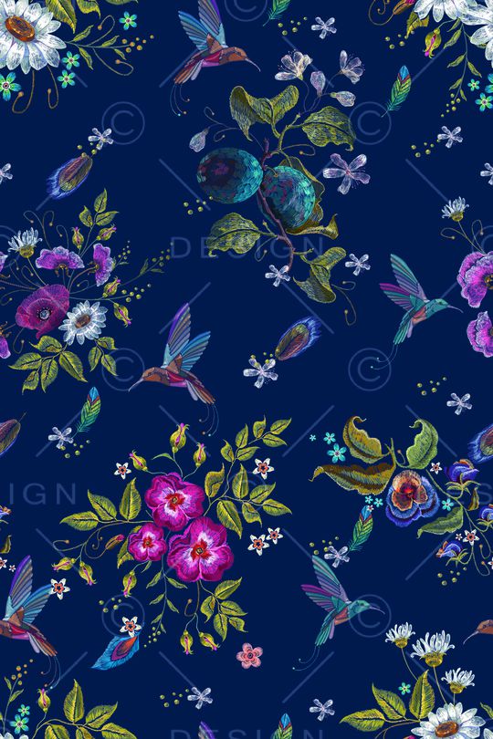 民族花卉印花华亿平台图片