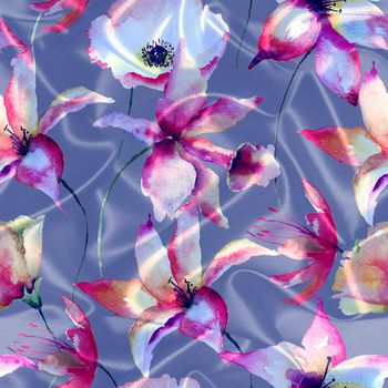 波浪纹花卉印花华亿平台图片