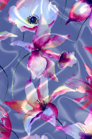 波浪纹花卉印花华亿平台图片