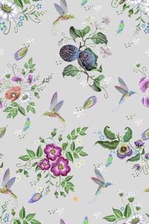 民族花卉印花华亿平台图片