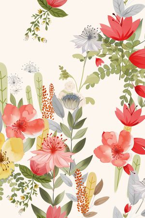 水彩花卉印花华亿平台图片