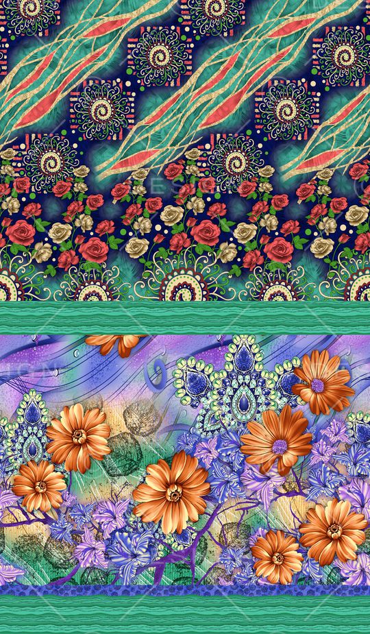 民族花卉印花华亿平台图片