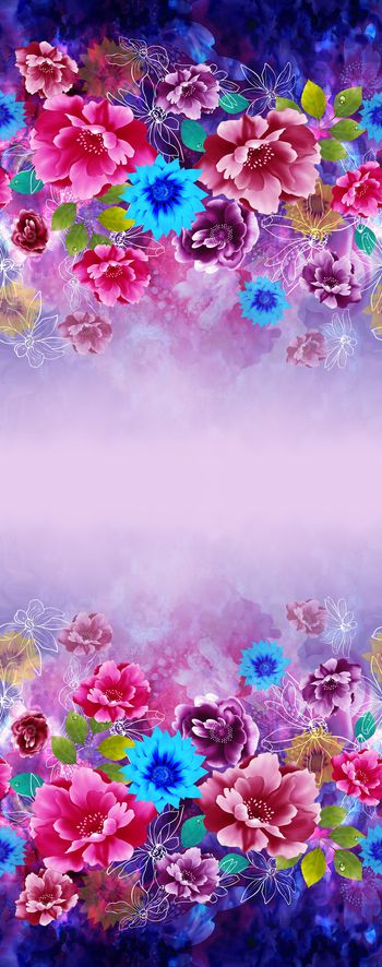 手绘花卉印花华亿平台图片